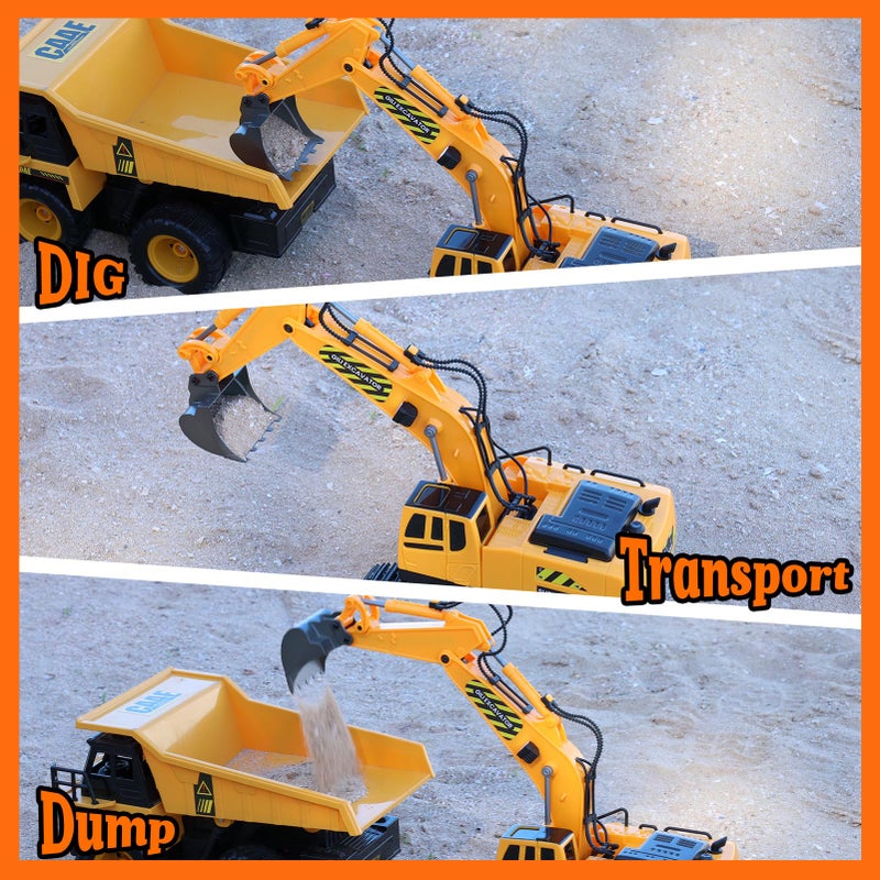 Gili RC Toys Construction Excavator Car: Kids Birthday Gift for Boys Girls 4 5 6 7 8 9+ Year Old Truck Dump Best Toddler Sand Play Vehicles Set Age 4-8 - Image 3